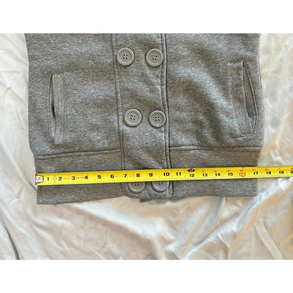 Vintage Young USA Button Up Gray Sweatshirt Coat Detachable Hood size Large - Picture 14 of 15